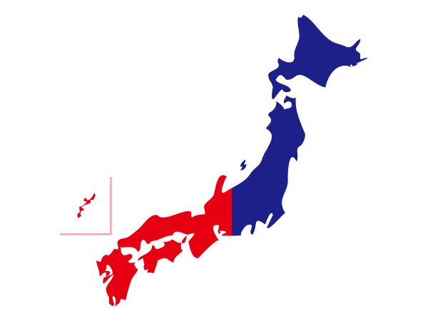 東西に分かれる日本地図
